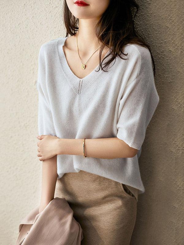 Weicher Damen Pullover Cashmere Elegant V-Ausschnitt