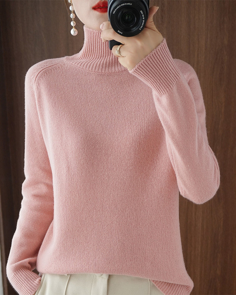Eleganter Einfarbiger Pullover Langarm