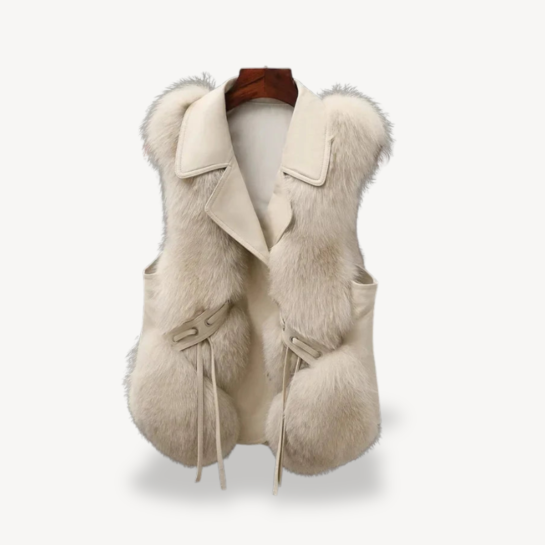 Stilvolle Lederweste Damen Kunstfell Mantel