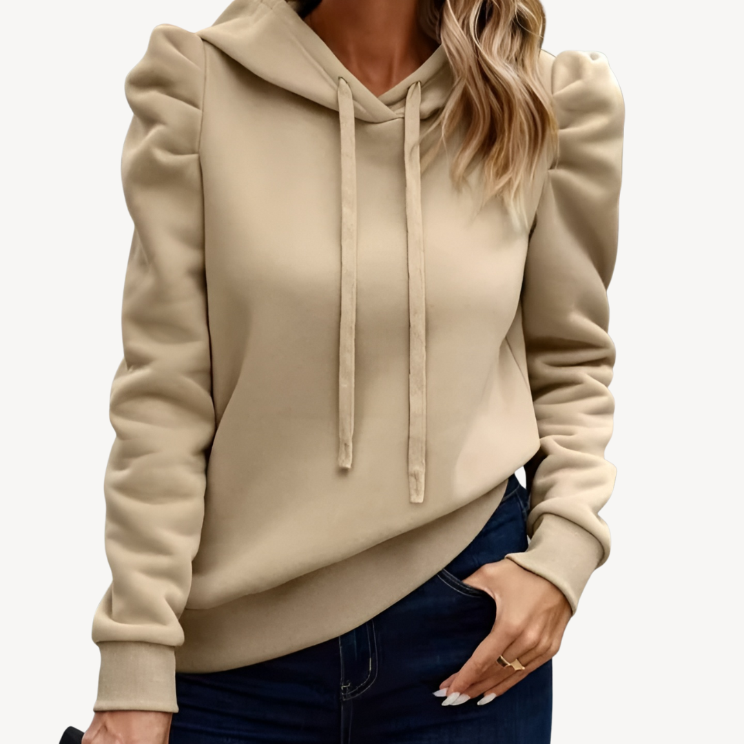 Stylische Damenhoodie Mit Puffärmeln - IdealeKleiden