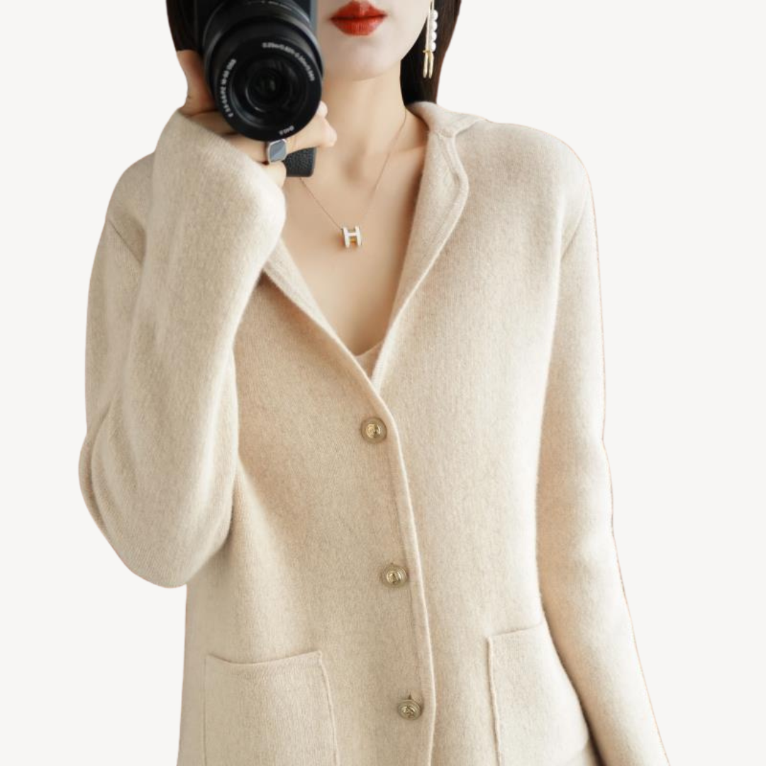 Damen Wollcardigan Elegante Knöpfe