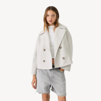 Kürzerer Damen Woll-Peacoat Elegant