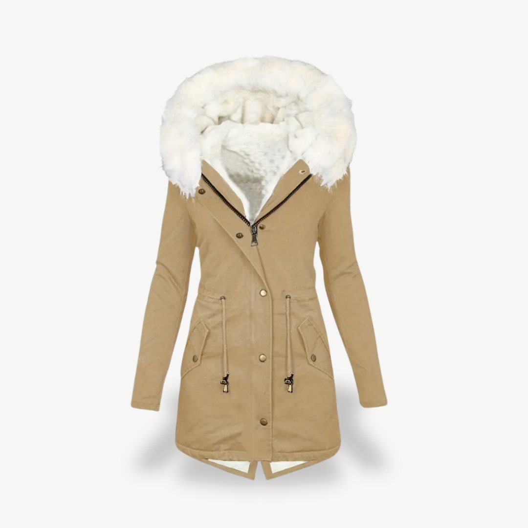 Damen Kunstpelz Parka Mantel Winterjacke
