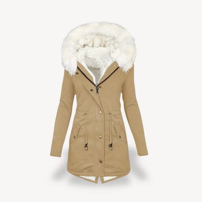 Damen Kunstpelz Parka Mantel Winterjacke