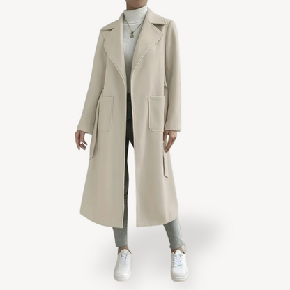 Eleganter Damenmantel Lang mit Taschen