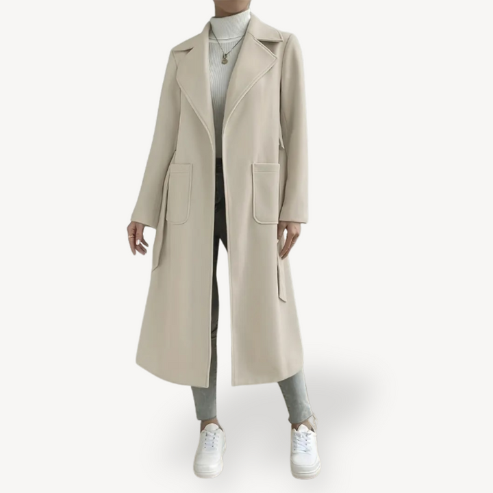 Eleganter Damenmantel Lang mit Taschen