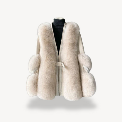 Kunstpelz Mantel Damen Lang Elegant