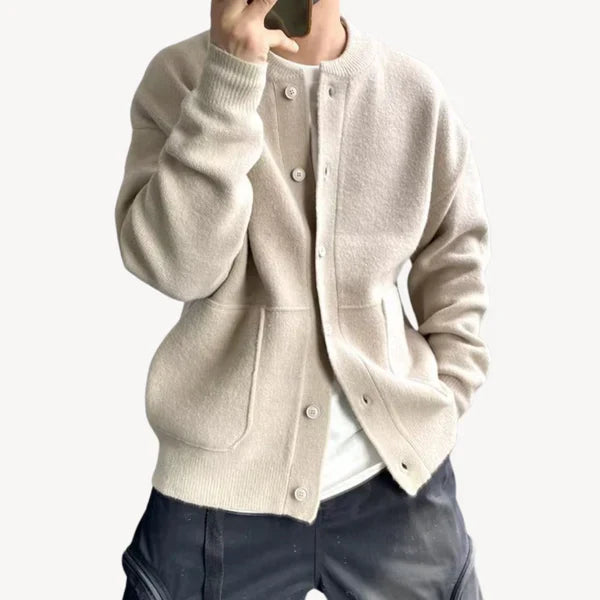 Herren Cardigan Klassisch Wollig Knopfverschluss