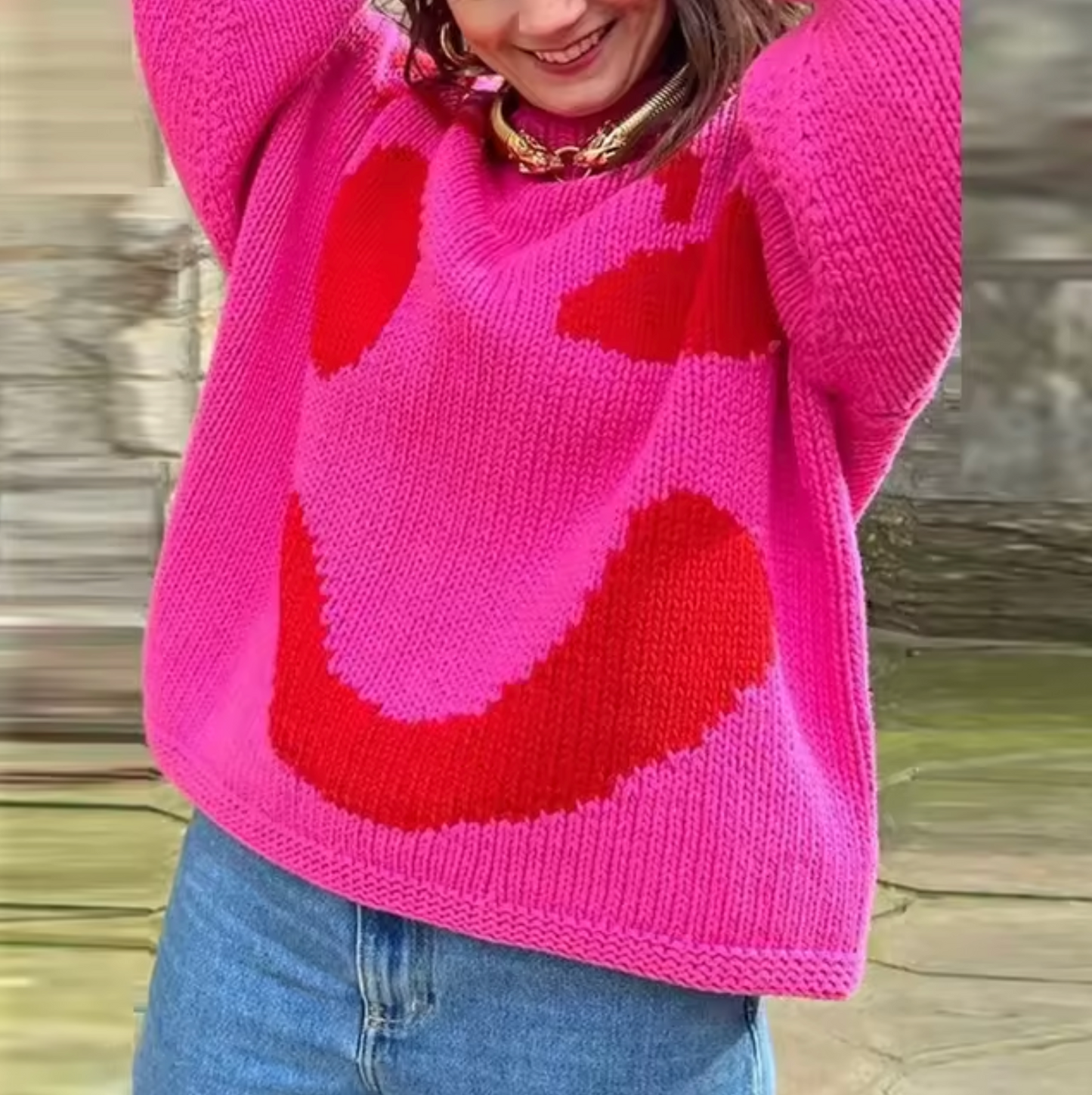 Übergröße Strickpullover Baumwolle Bequem - IdealeKleiden
