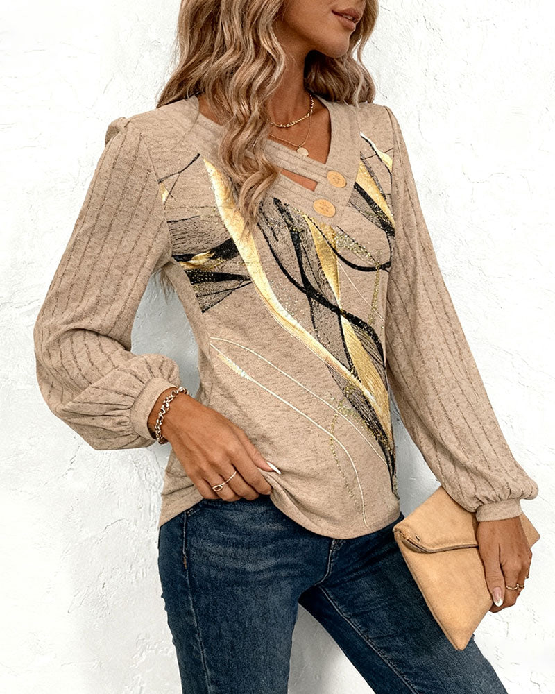 Stylische Kleidung | Gestreift Bedruckt Frauenbluse - IdealeKleiden