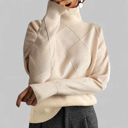 Damen Pullover Rollkragen Bequem Locker