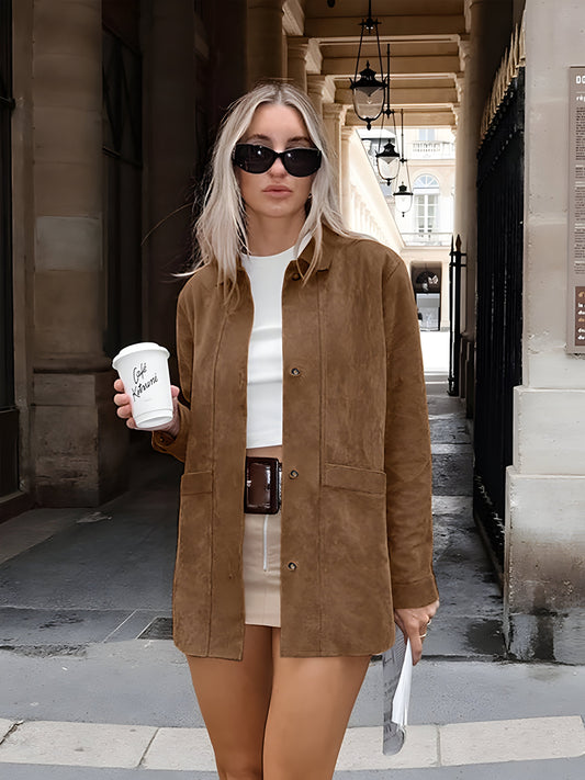Damen Oversized Lederjacke Mode Winter - IdealeKleiden
