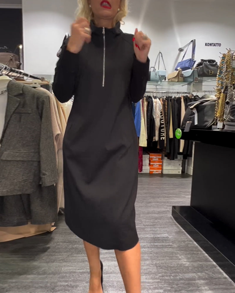 Elegantes Kleid Mit Stehkragen Und Reißverschluss