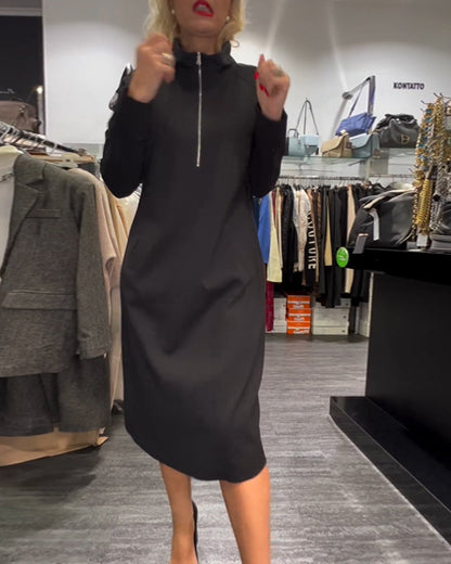 Elegantes Kleid Mit Stehkragen Und Reißverschluss