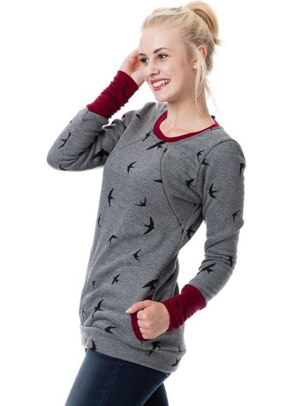 Schwangerschaftspullover Stillen Praktisch Mit Blumenprint - IdealeKleiden
