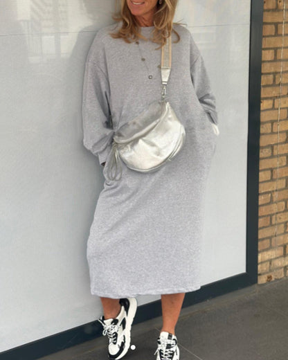 Sommerkleid Rundhals mit Seiten-taschen