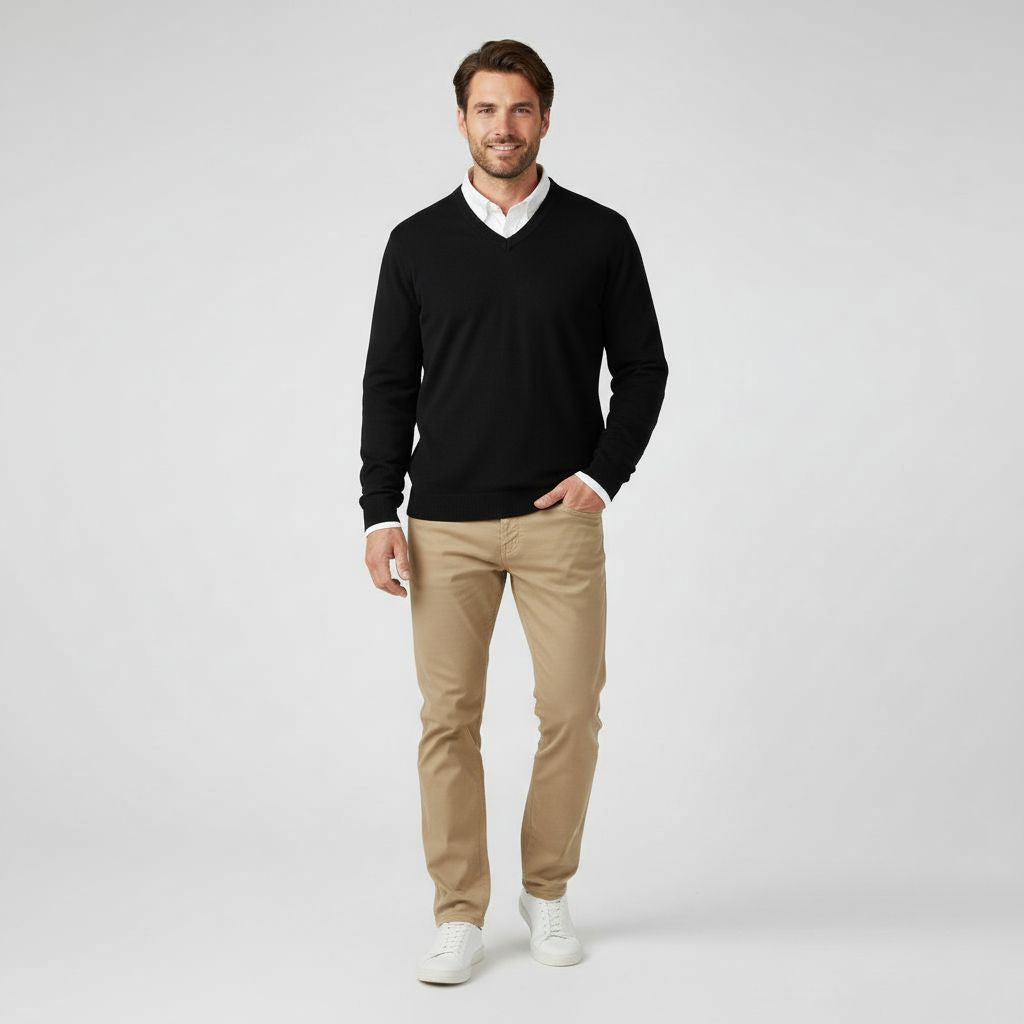 Herren Pullover V-Ausschnitt Elegantes Design - IdealeKleiden