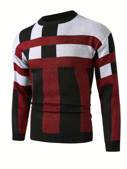 Farbblock Pullover Rundhals Modern Style