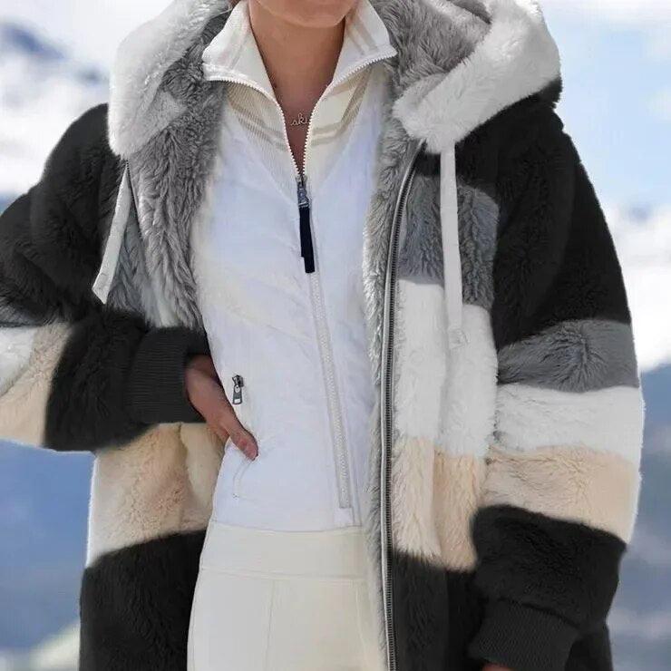 Damen Winterjacke Bunt Kapuze