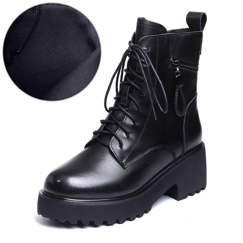 Damen Winterstiefel Pelzgefüttert Chunky Heel Elegant