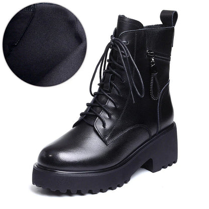 Damen Winterstiefel Pelzgefüttert Chunky Heel Elegant
