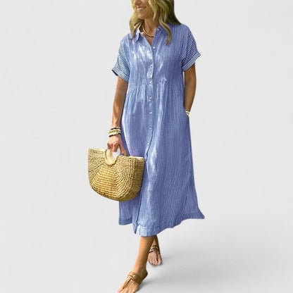 Damen Sommerkleid Streifen Look