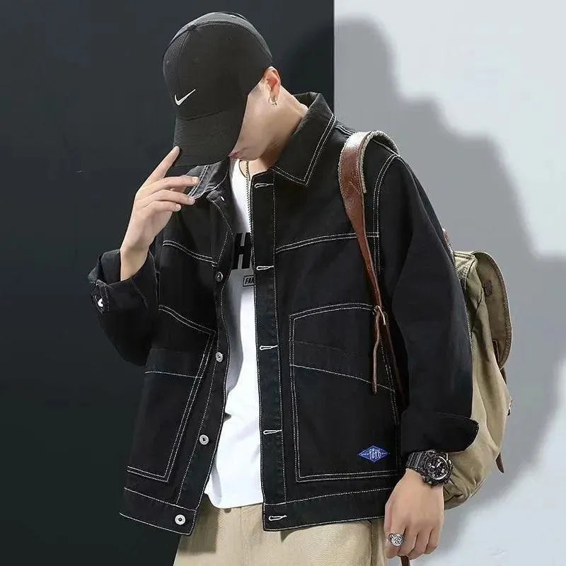 Schwarze Streetwear Jeansjacke Modern