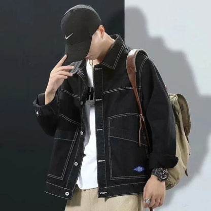 Schwarze Streetwear Jeansjacke Modern