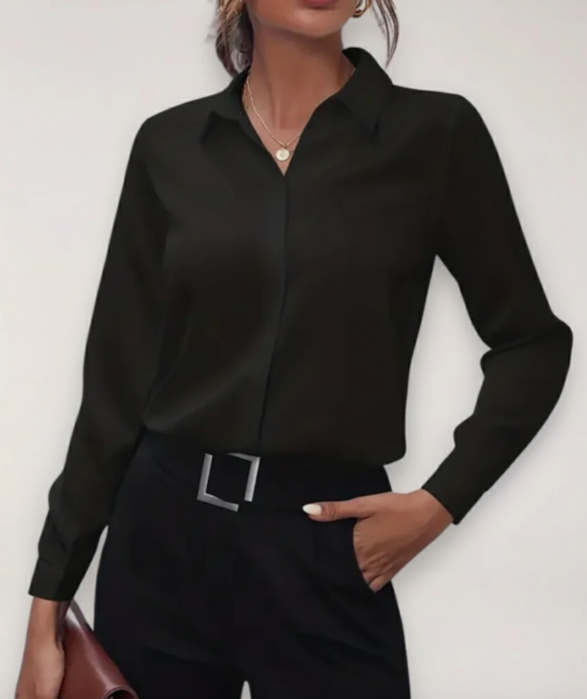 Damen Bluse Büro Modern Knopfdesign