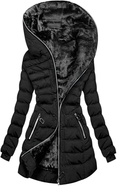 Warmes Winterkleid | Gefütterte Kapuzenjacke Damen