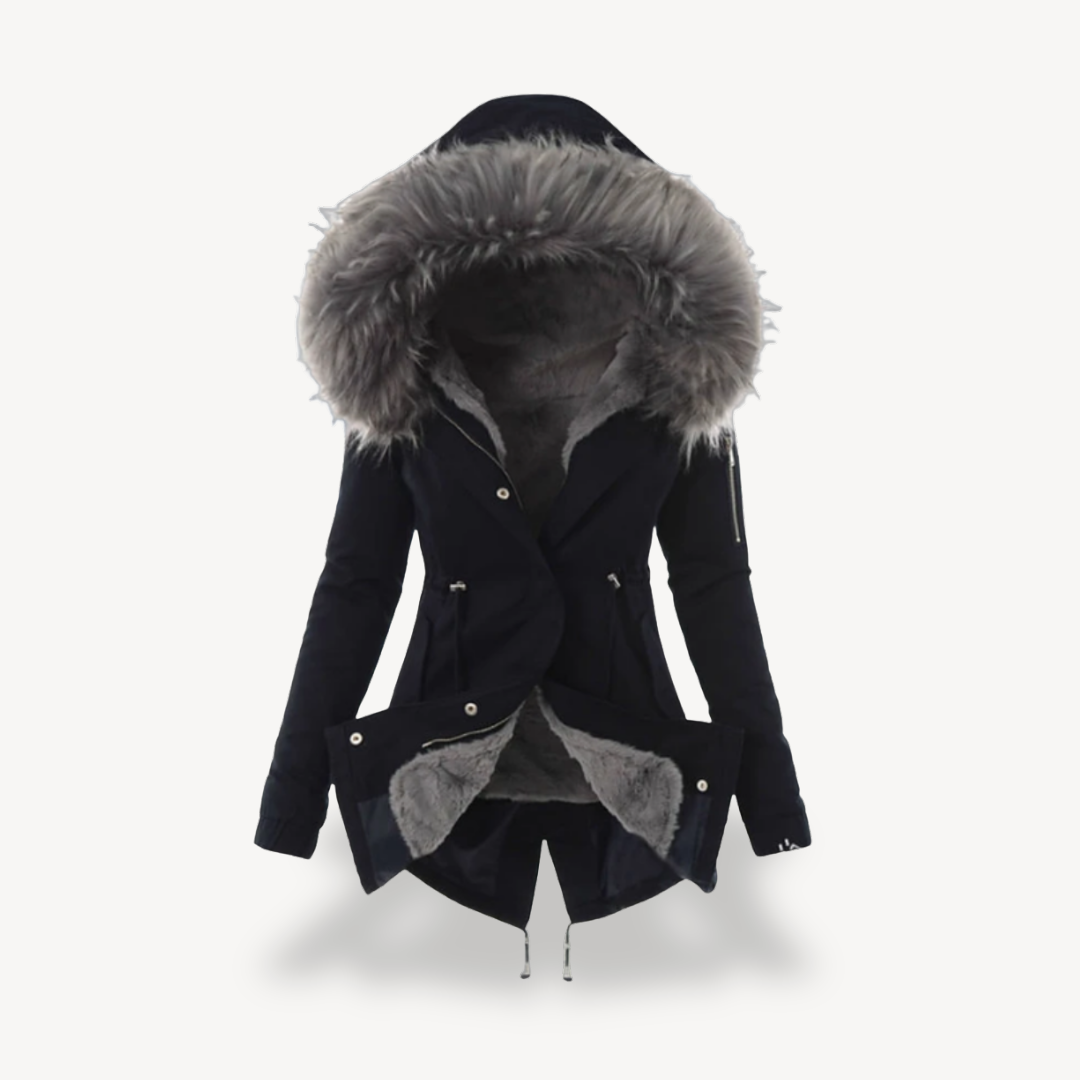 Warme Damenparka mit Pelzfühlung Winter