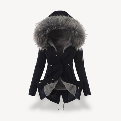 Warme Damenparka mit Pelzfühlung Winter