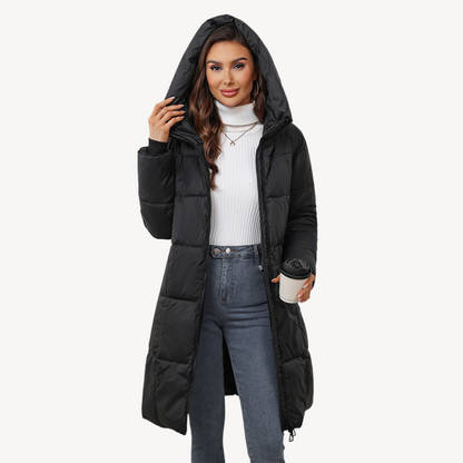Warme Damen Pufferjacke Kapuze Reißverschluss