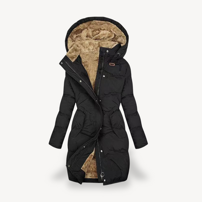 Damen Pufferjacke Warm Kunstpelz gefüttert - IdealeKleiden