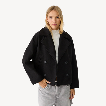 Kürzerer Damen Woll-Peacoat Elegant