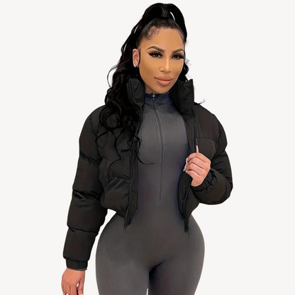 Damen Kurz Parka Steppjacke Zip