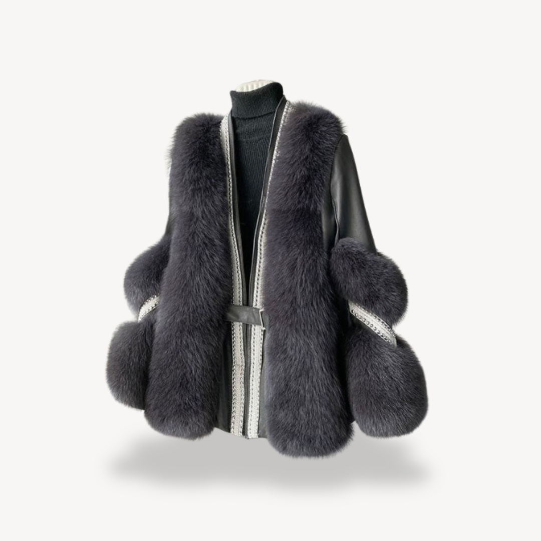 Kunstpelz Mantel Damen Lang Elegant