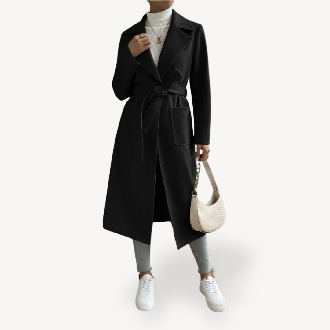 Eleganter Damenmantel Lang mit Taschen