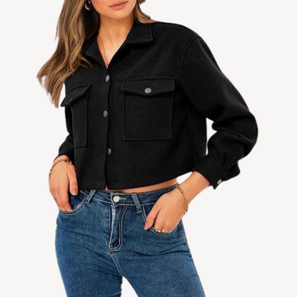 Modische Damen Cropjacke Knöpfe
