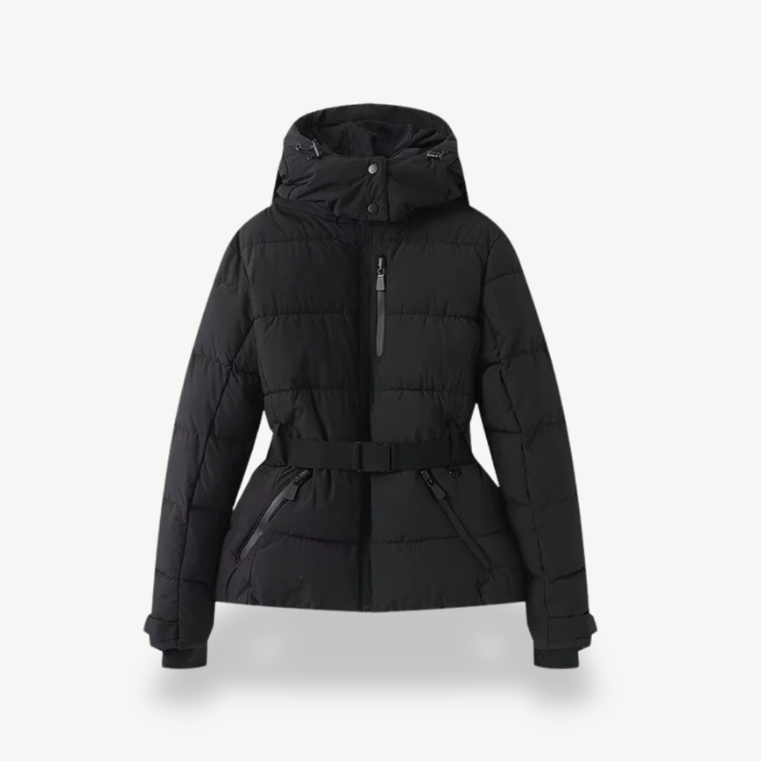 Damen Steppjacke Kapuzenparka mit Gürteltasche
