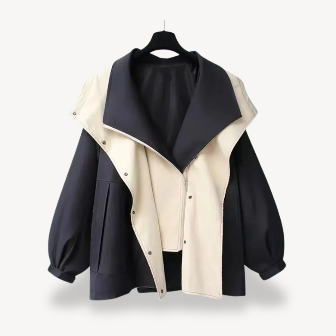Moderne Damen Trenchcoat Colorblock Stil