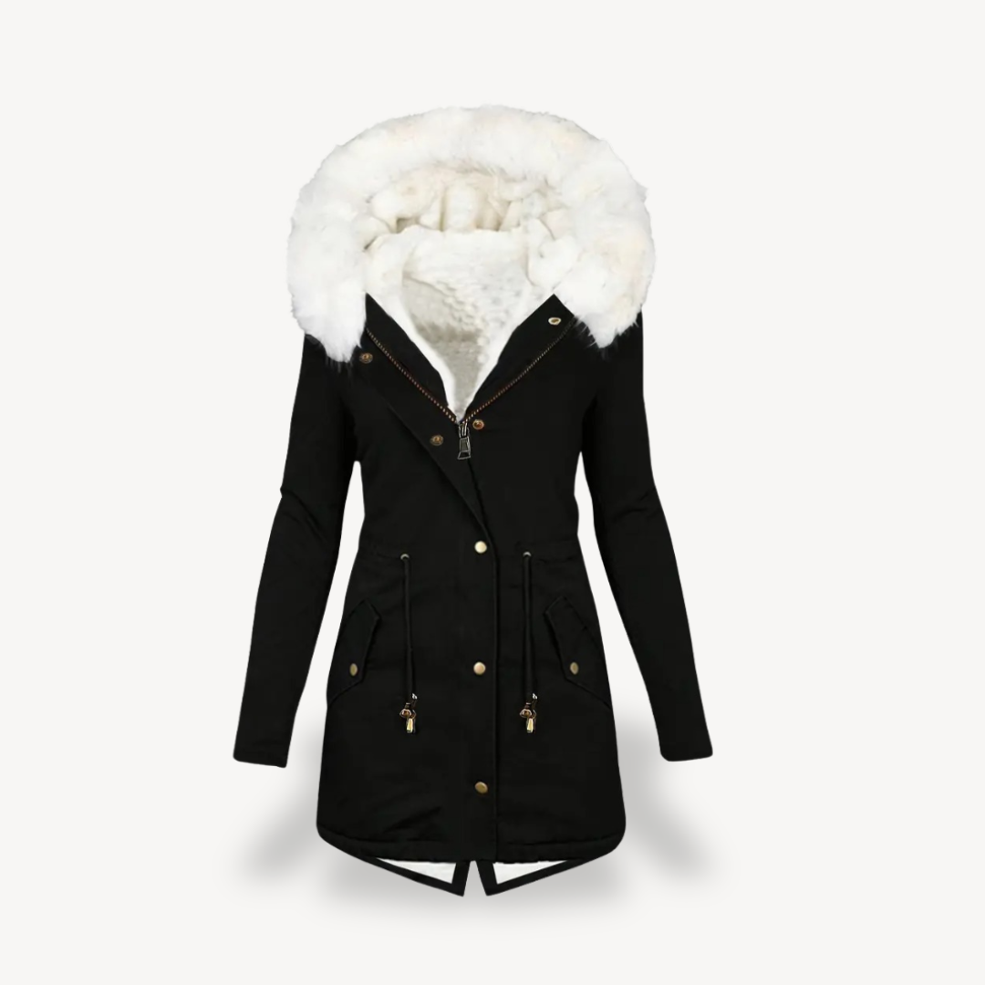 Damen Kunstpelz Parka Mantel Winterjacke