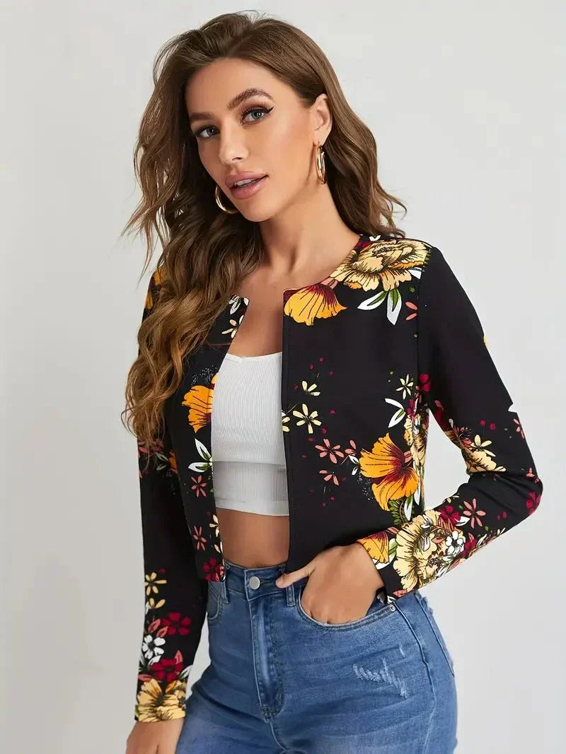 Damen Blazer Blumenmuster Offen