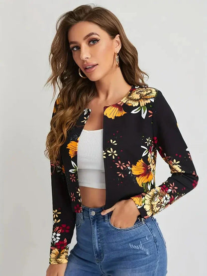 Damen Blazer Blumenmuster Offen