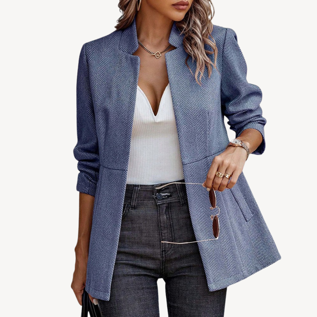 Stylische Damen Blazer Jacke Fischgrat Muster