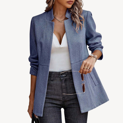 Stylische Damen Blazer Jacke Fischgrat Muster