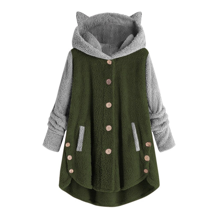 Damen Sweatshirt Katzenohren Kuschel Fleece