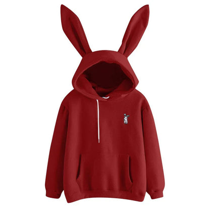Damen Sweatshirt Kapuze Hase Ohren Kuschel