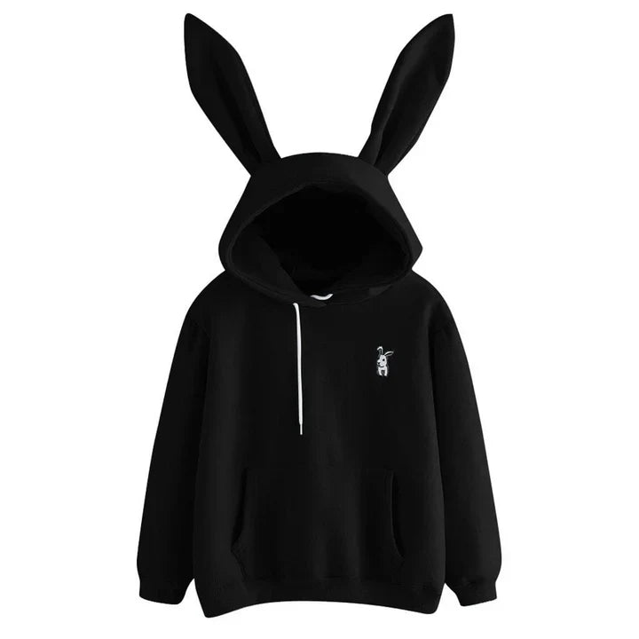 Damen Sweatshirt Kapuze Hase Ohren Kuschel