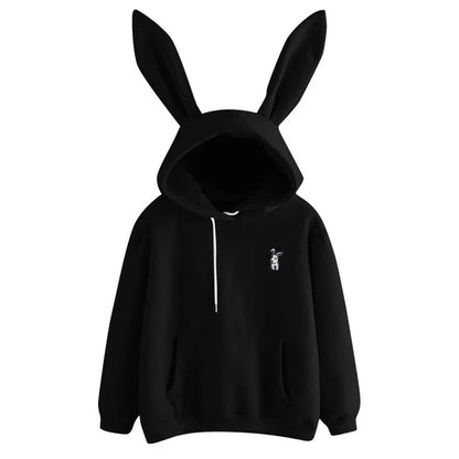 Damen Sweatshirt Kapuze Hase Ohren Kuschel